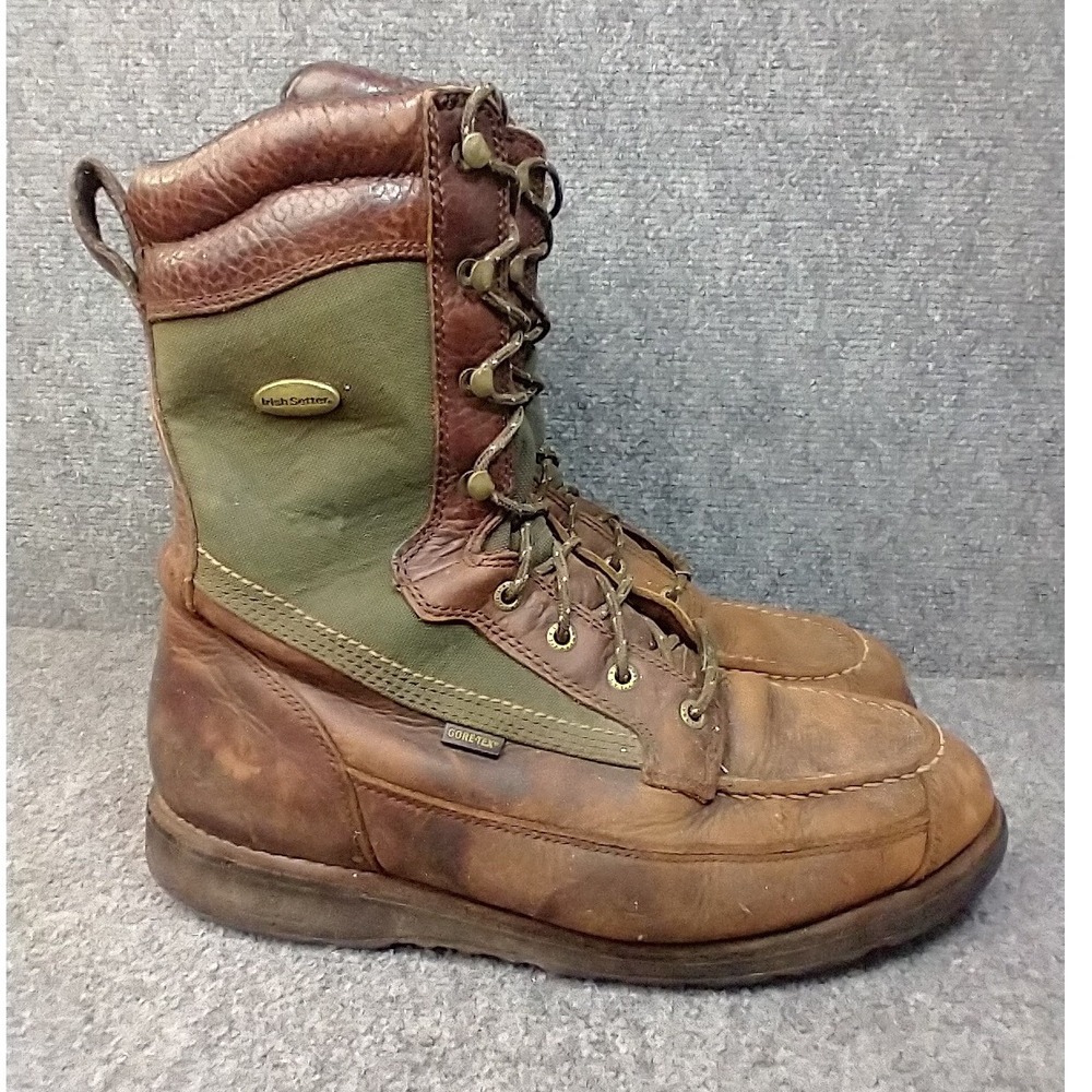 Irish Setter 831 Hunting Boots Men 10.5 EE Brown Green Leather G-Tex Waterproof